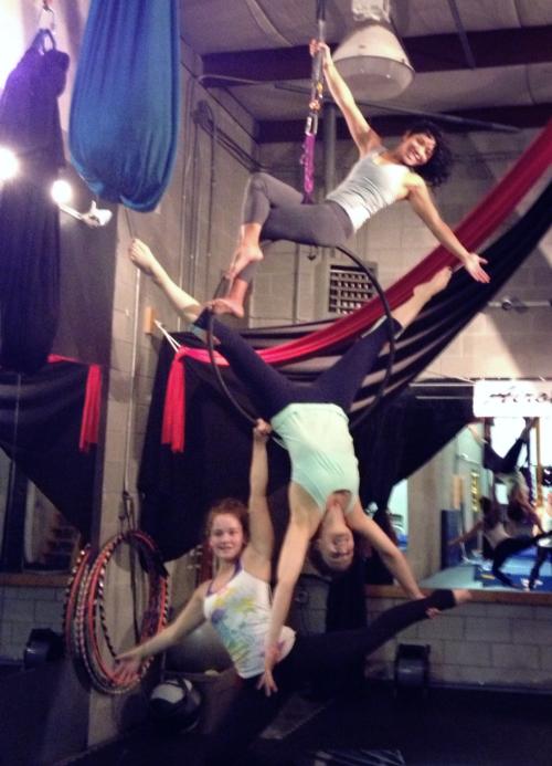 Having fun on the Lyra at Airotique Movement Aerial Fitness & Performing Arts in Virginia Beach